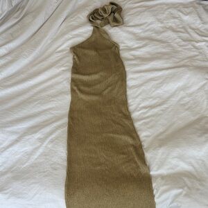 Elegant gold tie neck dress